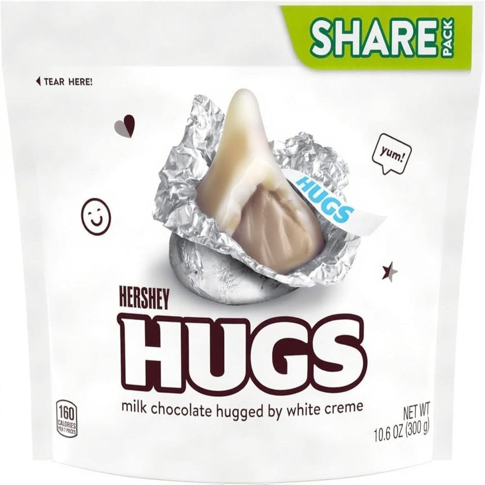Dryfruit mart Hershey Hugs Candies Include the Milk Chocolate Taste You Know and Love Hugged By Smooth, Delectable White Creme. Individually Wrapped 10.6 OZ 300g (USA)