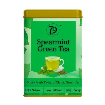 79 Degree Wellness Tea I Premium Blend in Tinbox (50 Gm, Spearmint Green Tea)