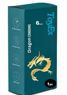 Dranit Dragon protection  6 Inch Natural Latex protection, Paraben Free, Lubricated, No Spermicide  1 Pc Pack