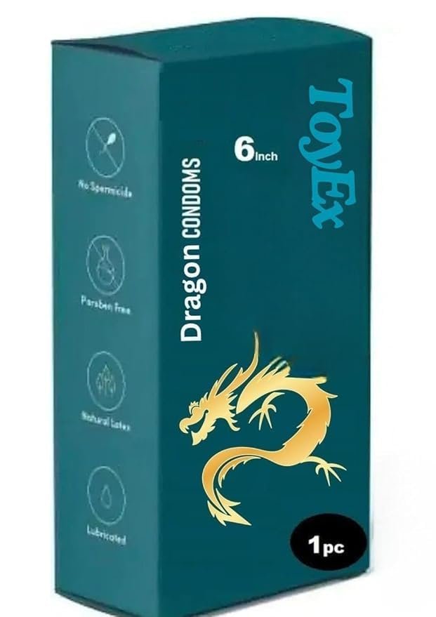 Dranit Dragon protection  6 Inch Natural Latex protection, Paraben Free, Lubricated, No Spermicide  1 Pc Pack
