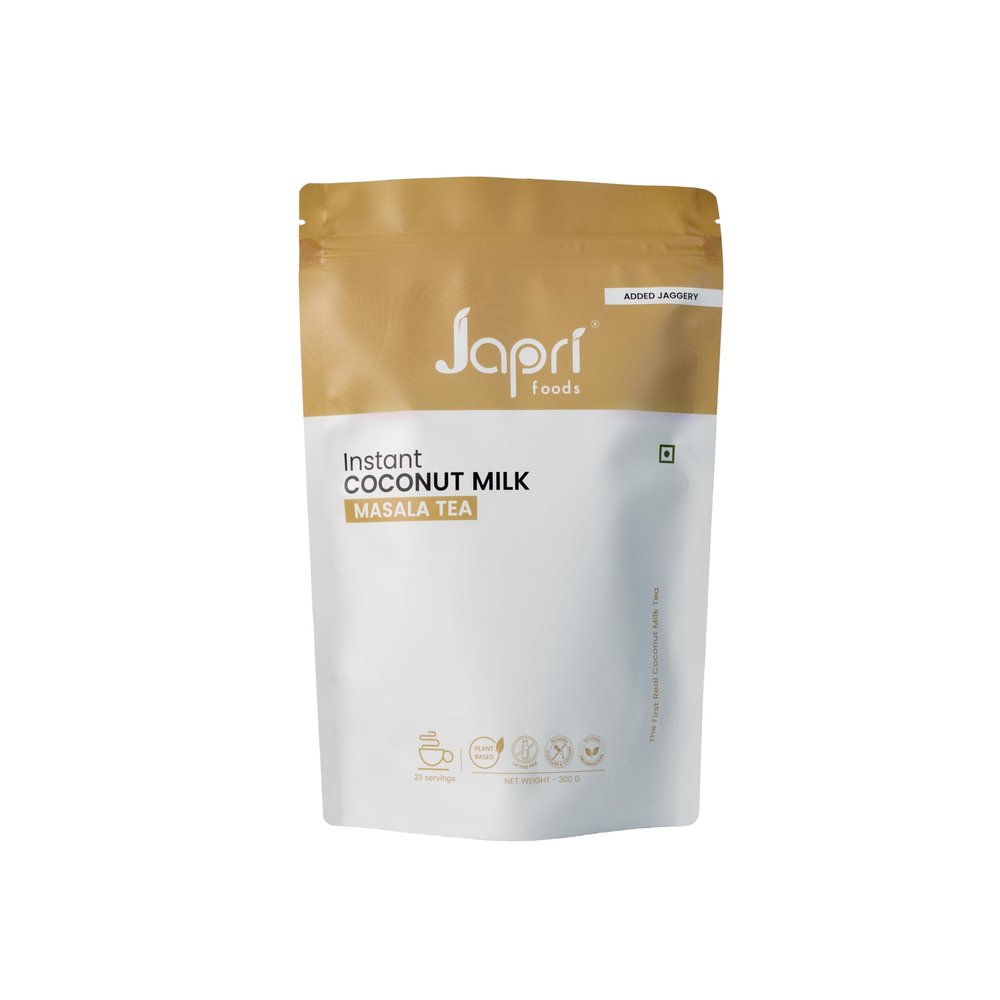 Japri Instant Coconut Milk Masala Tea Premix With Added Jaggery | Japri Foods | Plant Based Tea | Lactose Free | Dairy Alternative | Masala tea | Instant Tea Premix | Vegan Friendly Tea Premix | 300g Pack of 1