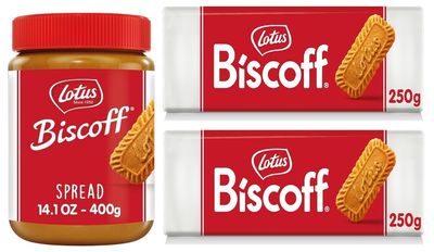 Lotus Biscof Speculoos Cookie Butter Spread, 400g With Original Biscof Caramelized Biscuit, Each 250g, X Pack Of 2 (From Belgium)