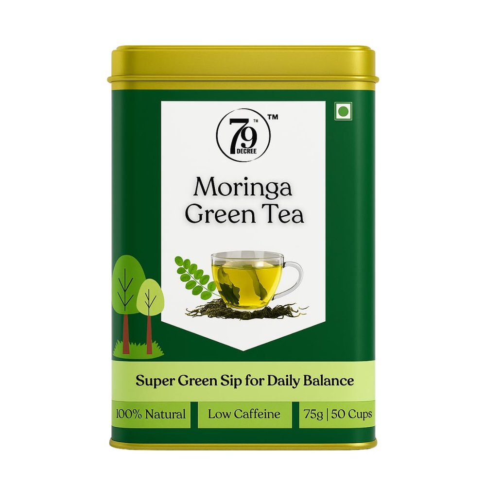 79 Degree Wellness Tea I Premium Blend in Tinbox (75 Gm, Moringa Green Tea)