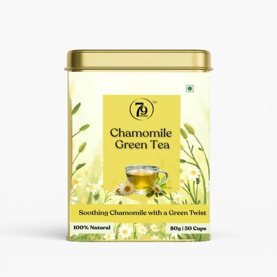 79 Degree Wellness Tea I Premium Blend in Tinbox (80 Gm, Chamomile Green Tea)