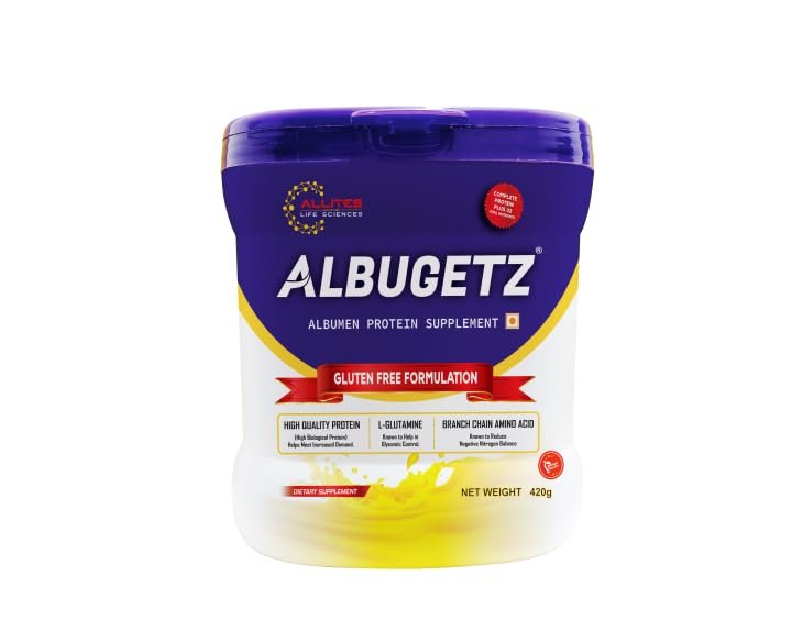 ALBUGETZ Albumen Protein Powder - 420g, Mango Flavour | Gluten Free Albumen Protein Powder