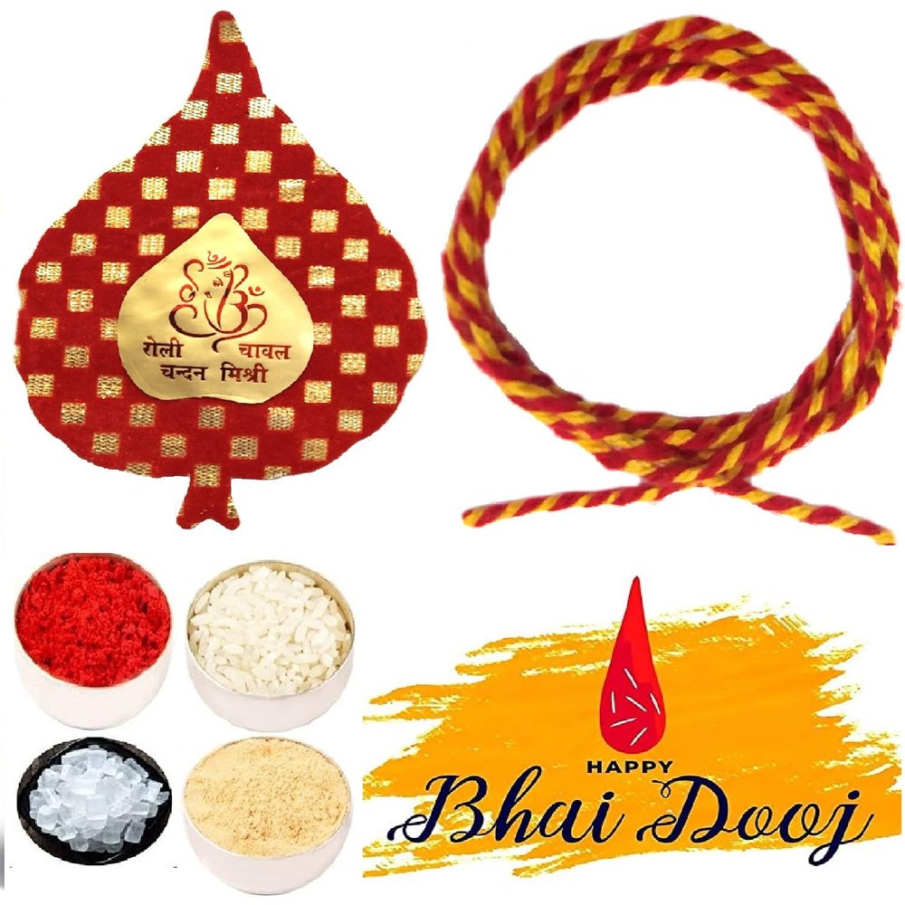 Bhai Dooj Tikka with Kalava Dhaga, Roli Tika, Chawal, Mishri Sugar for Sweet Brother (TIKKA KALAVA)