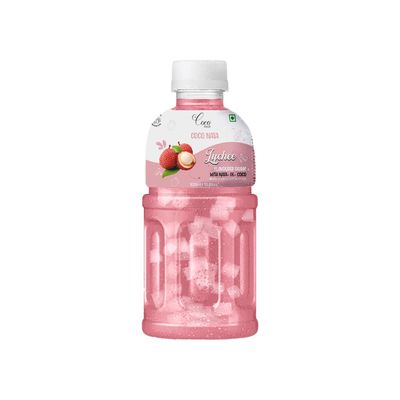 CocoHigh Lychee Flavored Drink with 25% Nata De Coco  320 ML Bottles | Healthy Juice with Fruit Fibres | No Added Preservatives | Natural Taste | Energy Booster