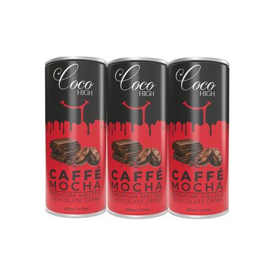 CocoHigh Caff Mocha (200ml x 3 Cans) | Thick & Creamy Cold Coffee with Real Milk Chocolate | Ready to Drink | Premium Chocolate Coffee Blend | No Added Preservatives