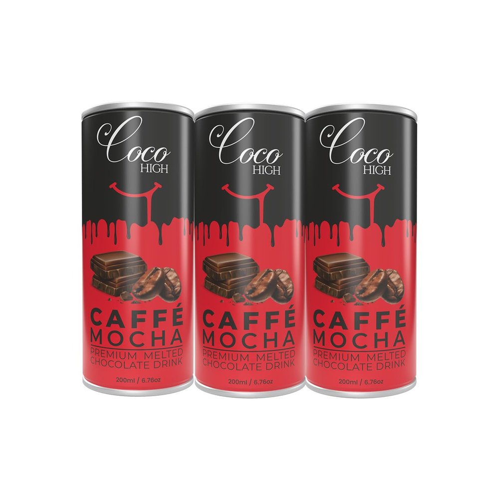 CocoHigh Caff Mocha (200ml x 3 Cans) | Thick & Creamy Cold Coffee with Real Milk Chocolate | Ready to Drink | Premium Chocolate Coffee Blend | No Added Preservatives