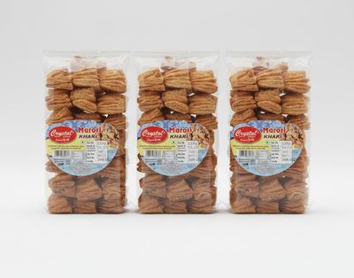 CRYSTAL NAMKEEN Puff Toast - Light, Crunchy & Buttery Snack | Tea Time Rusk Puff Biscuits | Sweet & Salty Delight (Pack of 3)