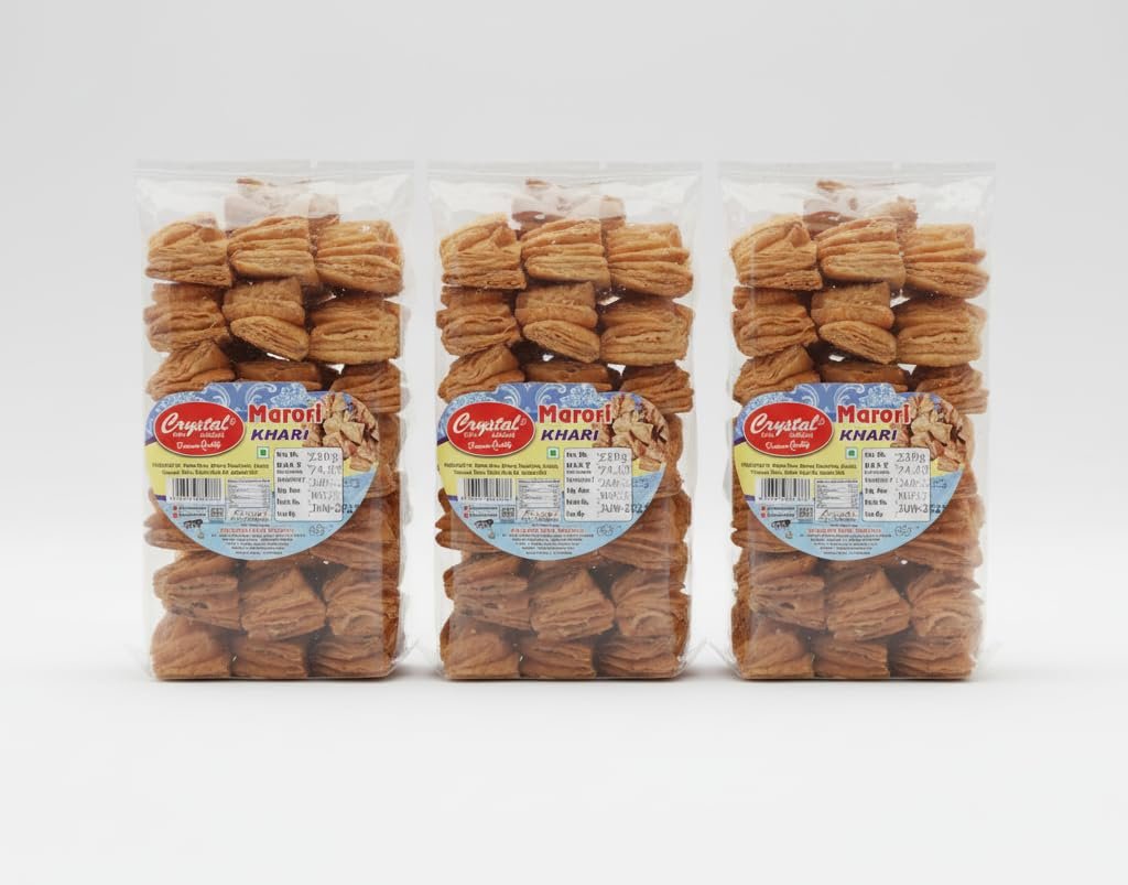 CRYSTAL NAMKEEN Puff Toast - Light, Crunchy & Buttery Snack | Tea Time Rusk Puff Biscuits | Sweet & Salty Delight (Pack of 3)