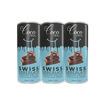 CocoHigh Swiss Chocolate Drink 200ml (Pack of 3) | Premium Thick & Creamy Milkshake with Real Swiss Cocoa | No Added Preservatives | Ready-to-Drink Rich Chocolate Beverage