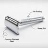 Classic Safety Razor with 10 Double-Edge Blades, Silver Stainless Steel Men's Shaving Kit view 2
