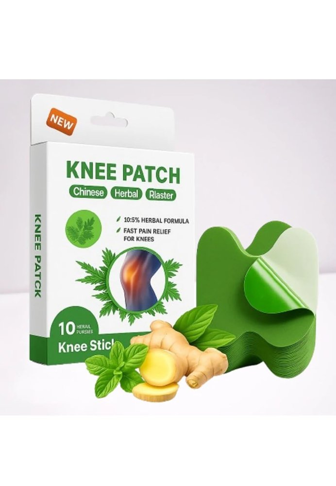 Alpenia Knee Pain Relief Patches - Natural Herbal Knee Patch for Pain & Inflammation - Breathable, Long-Lasting, Comfortable, Non-Allergic - (10 Patches)