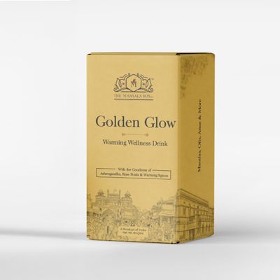 The Masala Box Golden Glow Wellness Drink | Herbal Warming Wellness Tea | With Ashwagandha, Rose Petals & Warming Spices | Caffeine Free Herbal Drink | 80g