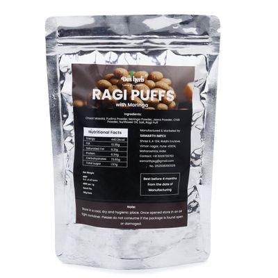 Ragi Puffs-Light Finger-Millet Puffs X 2 | Gluten-Free, High-Fibre Crunch | Healthy Snack for Kids & Adults | Mixed Moringa-Based Crunchy Snack Pack