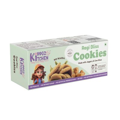 Kiddoz Kitchen Ragi Bliss Millet Cookies |Made with Cow Ghee & Jaggery | No Palm Oil | No Preservatives | Great for Kids & Adults Lunch Box | 100g