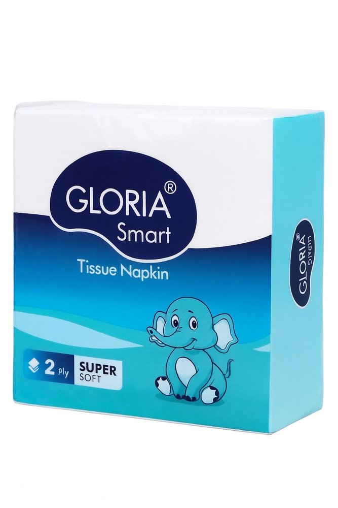 GLORIA Smart Virgin Tissue Napkins, 2-Ply Super Soft, White, 350 Sheets, Pack of 7, 50 Pulls per Pack