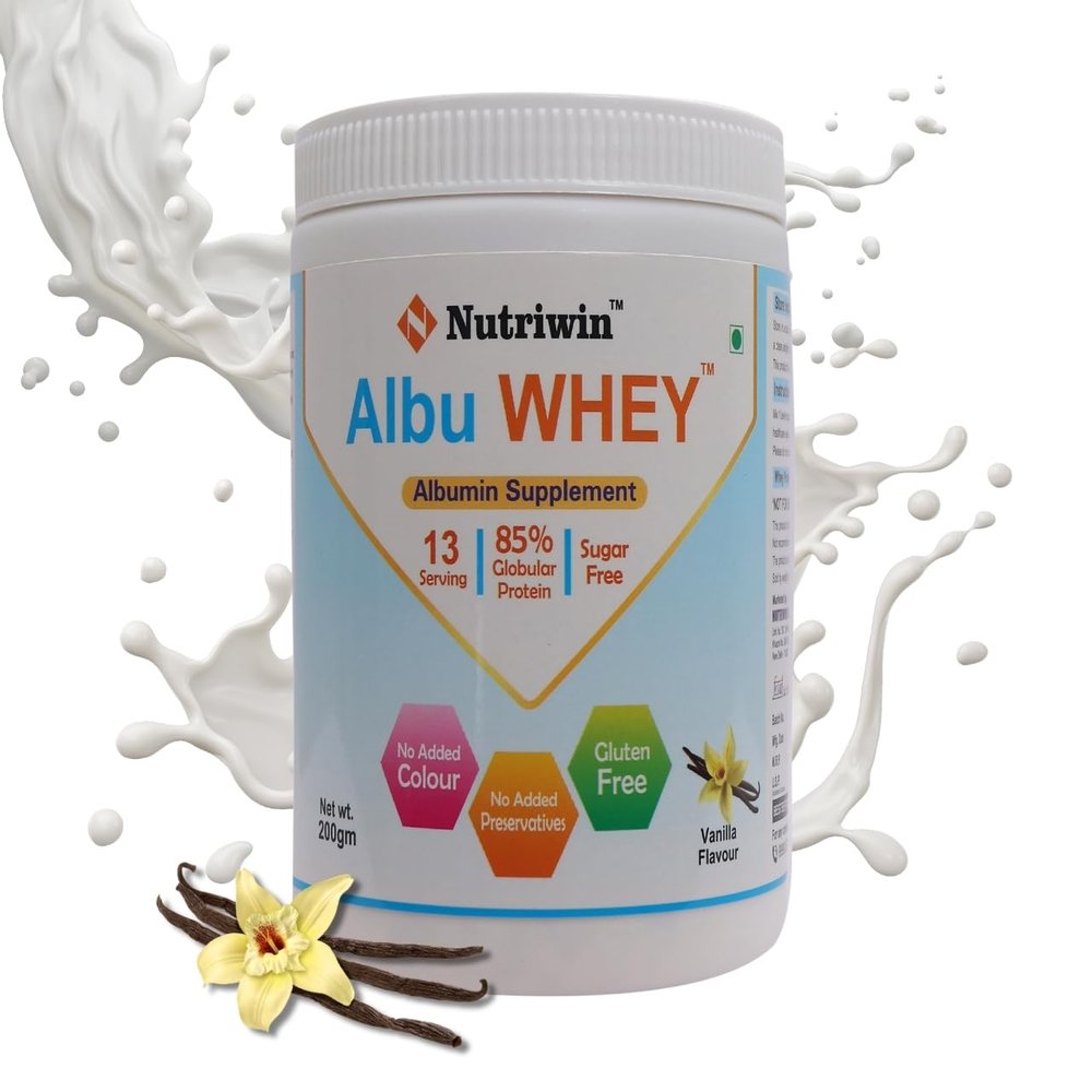 Albu WHEY  Albu WHEY Albumin Powder Oral Albumin Supplement Vanilla Flavour 200g Albumin Protein