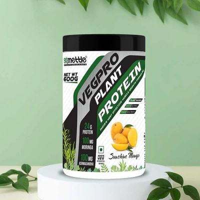 Getmymettle VegPro Vegan Protein Powder, High Protein, Pea Protein, Low Carbohydrate, Gluten Free, Non-GMO, 600g, Sunshine Mango (Sunshine Mango)