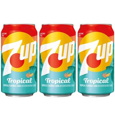 7ups Tropical Flavor Soda  Cool & Refreshing Fruit Taste | Caffeine Free Sparkling Drink, (Pack Of 3) 355ml (USA)