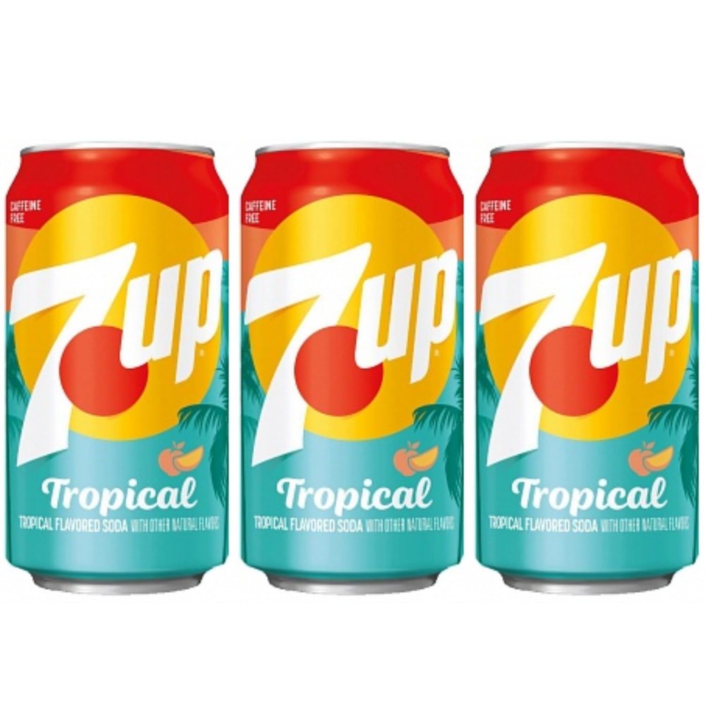 7ups Tropical Flavor Soda  Cool & Refreshing Fruit Taste | Caffeine Free Sparkling Drink, (Pack Of 3) 355ml (USA)