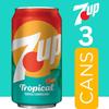 7ups Tropical Flavor Soda  Cool & Refreshing Fruit Taste | Caffeine Free Sparkling Drink, (Pack Of 3) 355ml (USA) view 3