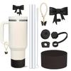 9 Pcs Stanley Accessories of 1cm/0.39in, Stanley Cup, Cover Cap for Round Straws with A Diameter Bow Straw Cap Butterfly Chain Suitable (Cup Not Included) view 1