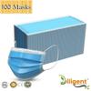 Diligent- We Care For your Life 3-Ply Face Mask | Disposable Protective Non-Woven | Surgical Pollution Mask with Nose Pin & Soft Earloops | Skin-Friendly (Blue, 100) view 3
