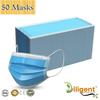 Diligent- We Care For your Life 3-Ply Face Mask | Disposable Protective Non-Woven | Surgical Pollution Mask with Nose Pin & Soft Earloops | Skin-Friendly (Blue, 50) view 3