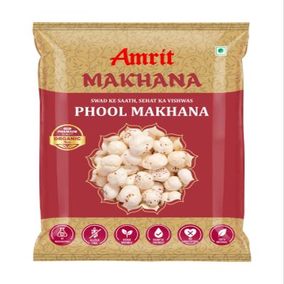 Amrit High Protein Phool Makhana (Lotus Seed Pops)  Healthy Dry Fruit Snack, 200 g