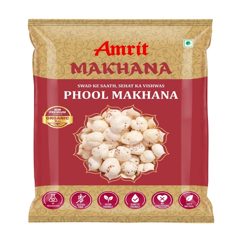 Amrit High Protein Phool Makhana (Lotus Seed Pops)  Healthy Dry Fruit Snack, 200 g