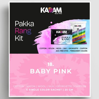 Kadam Pakka Rang Fabric Dye Colour | Baby Pink | 25g Pack | Includes DyFix Color Fixer | Permanent Fabric Dyes for Old Faded Jeans and Clothes