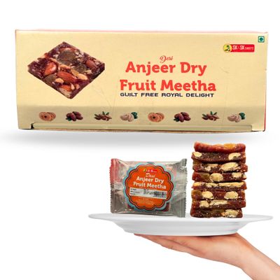Anjeer Dry Fruit Mithai Sweets | anjeer barfi | Dry Fruit Barfi | Dates Bar | Anjeer figs | Khajoor | Nuts | Indian Mithai | Healthy Sweets Gift Pack (Pack of 2 (500g))
