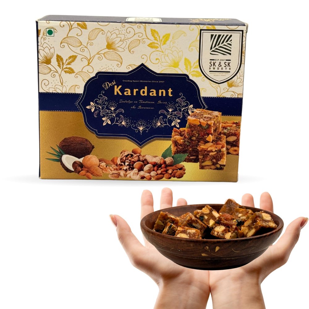 SK Sweets - Desi Kardant sweets gift pack Traditional South Indian Mithai Sweets - Indian Energy Bar | 8 Premium Ingredients with Cashew Almond Anjeer | Healthy Natural Sweet Protein Bars | Healthy Sweet 200g (Pack of 2 (400g))
