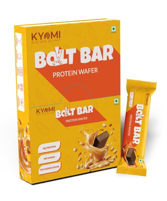 Kyomi Bolt Bar Choco Peanut Butter Protein Wafer Bars (Pack Of 10)|10 Gram Protein, No Added Sugar| Energy Bars|Crunchy Wafer Bar|100% Vegetarian |400 Gram