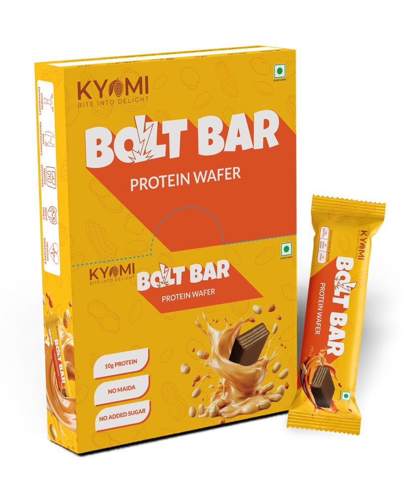 Kyomi Bolt Bar Choco Peanut Butter Protein Wafer Bars (Pack Of 10)|10 Gram Protein, No Added Sugar| Energy Bars|Crunchy Wafer Bar|100% Vegetarian |400 Gram