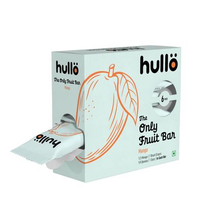 Hullo The Only Fruit Bar - Mango (Pack of 6 x 30g) | Healthy Aam Papad Snack Bar for Kids & Adults with No Added Sugar & No Preservatives | Energy Bar School, Travel & Trekking | Made with Real Mango