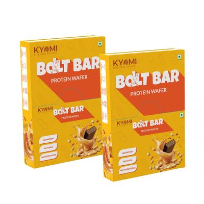 Kyomi Bolt Bar Choco Peanut Butter Protein Wafer Bars (Pack Of 20)|10 Gram Protein, No Added Sugar| Energy Bars|Crunchy Wafer Bar|100% Vegetarian |800 Gram (Pack of 2, Peanut Butter)