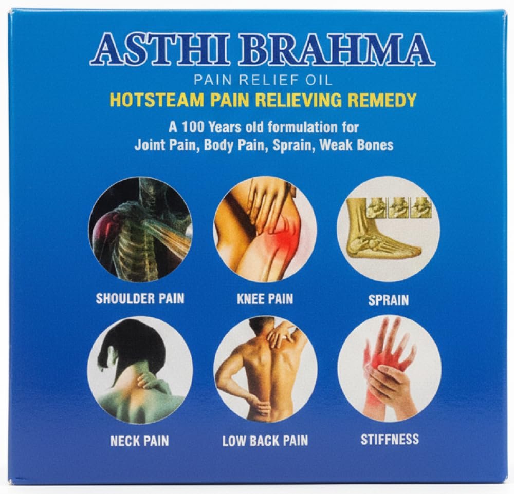 Asthi Brahma Pain Relief Oil 100 Years Old Ayurvedic Formula | Hot Steam Remedy for Joint Pain, Knee Pain, Back Pain, Shoulder Pain, Sprain, Neck Pain & Stiffness | Herbal Pain Relieving Oil 3x100ml