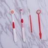 Professional Oral Care Kit, 5-Piece Dental Cleaning Set with Mirror, Scaler, Toothbrush, Red and White view 2