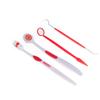 Professional Oral Care Kit, 5-Piece Dental Cleaning Set with Mirror, Scaler, Toothbrush, Red and White view 3