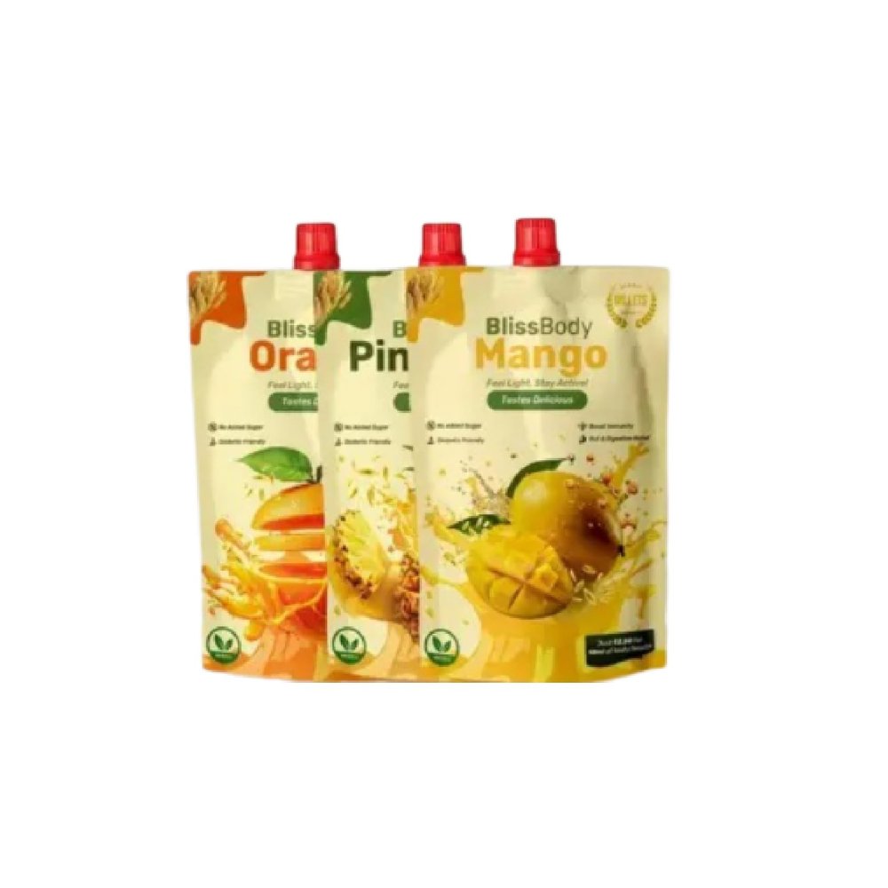 Blissbody  Indias First Sugar-Free Millet Drink | Gut-Friendly & Diabetic Safe | Pineapple, Mango, Orange | 200ml x 36 Pouches