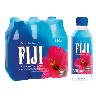 Fiji Natural Artesian Water 330ml | Naturally Filtered through Volcanic Rock, Smooth & Refreshing Taste, Pack of 6 (Product of Fiji)