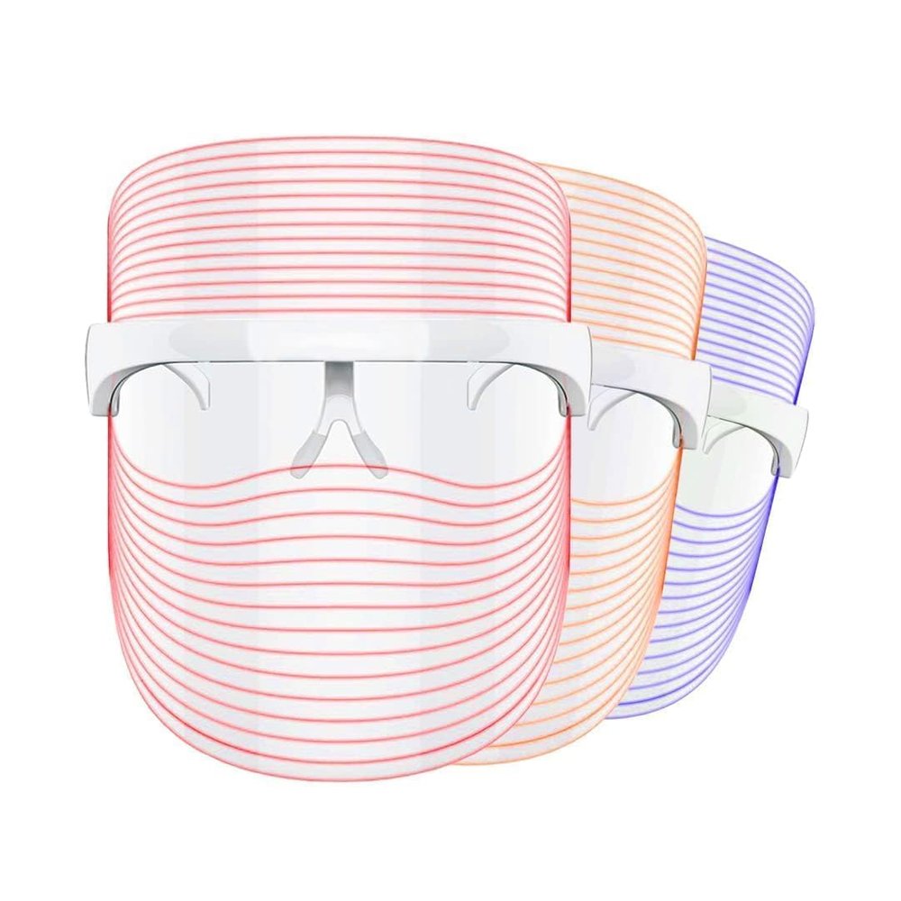 3-in-1 USB Rechargeable LED Face Mask Red, Blue & Yellow Light Therapy Anti-Acne & Anti-Ageing Skin Rejuvenation for Clear, Glowing Skin.