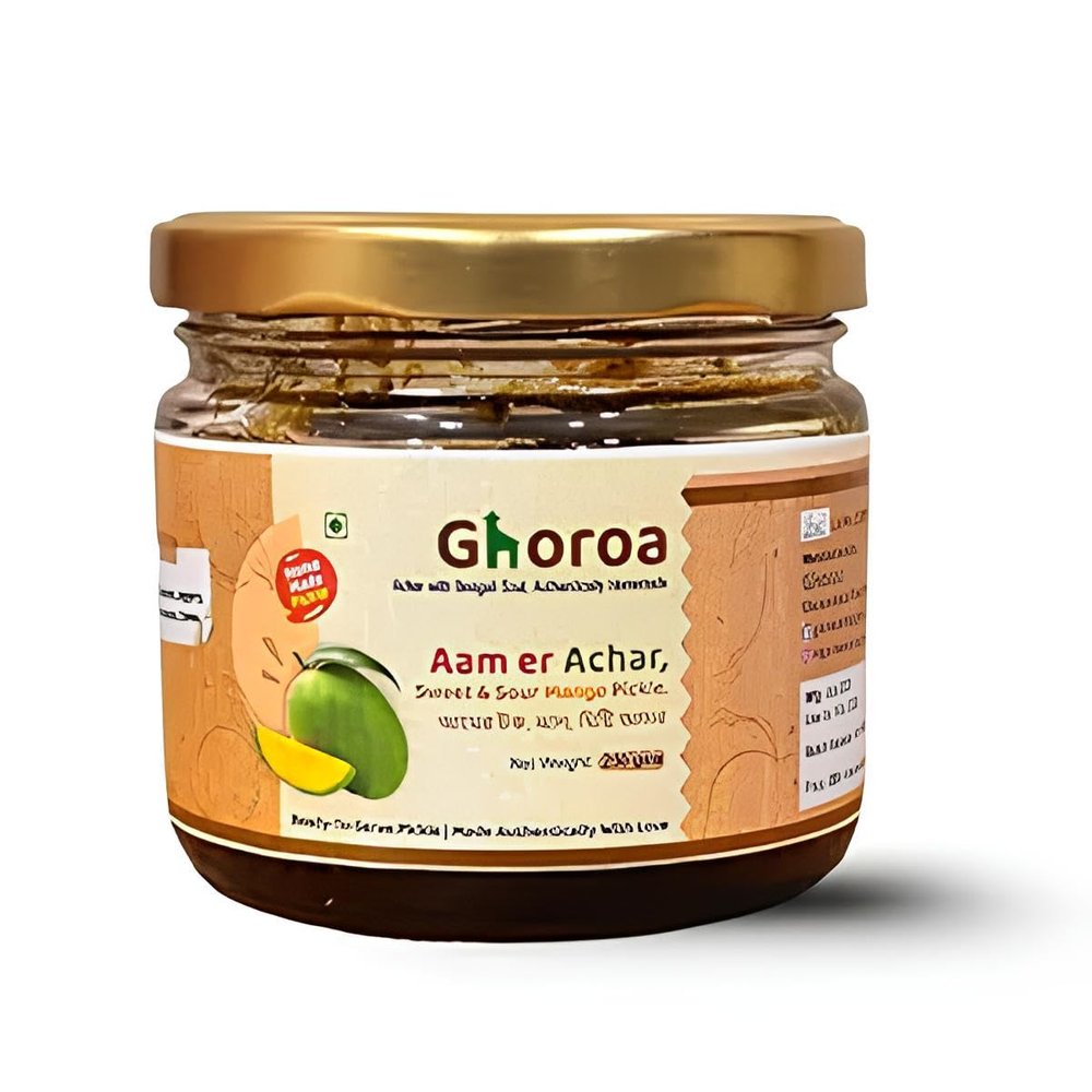 Aam er Achar by Ghoroa | 250g | Authentic Homemade Bengali Mango Pickle | Sweet & Sour Ghoroa Style Mango Achar | Traditional Indian Mango Pickle (Pack of 3)