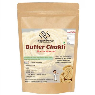 HUNGRY HARVEST Butter Flavoured Chakli 400g| Crunchy Indian Snack | Tangy & Spicy Taste | Festive Special Namkeen