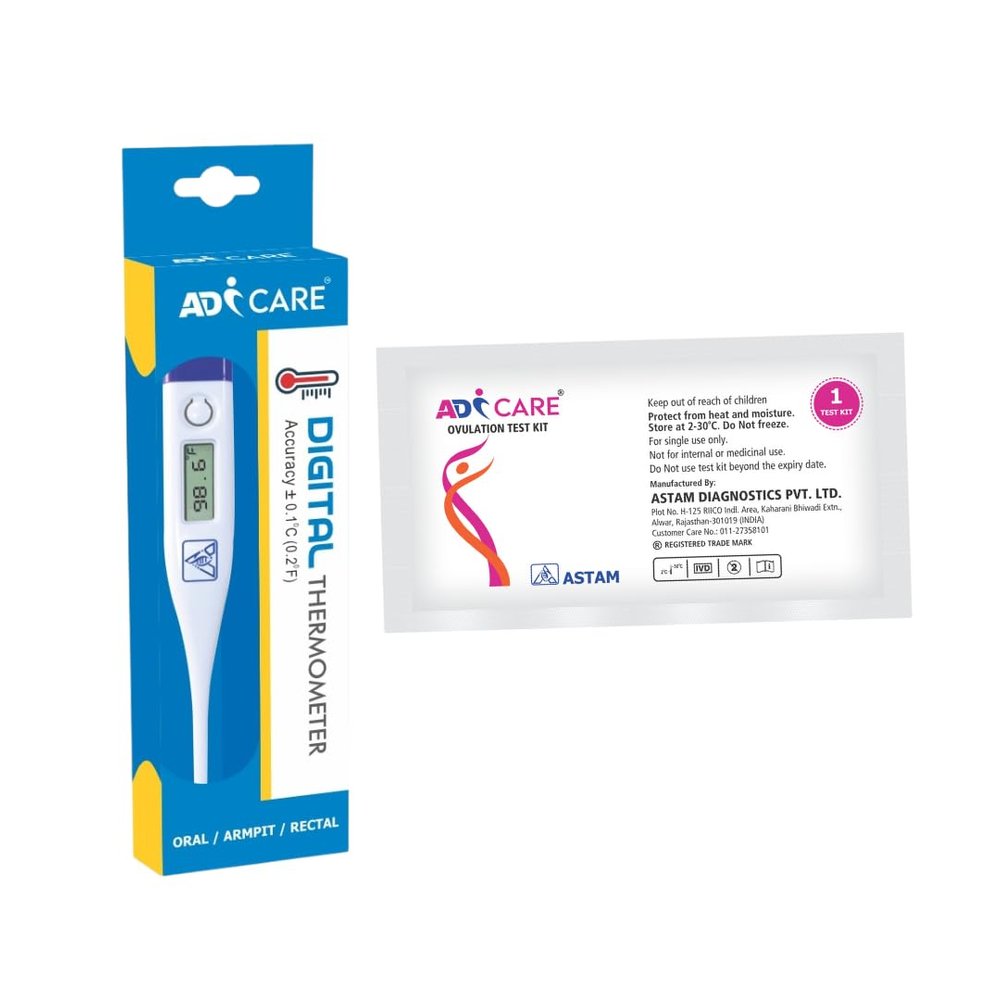 ADICARE Digital Rigid Thermometer with Ovulation Test kit Combo | Home use Medical Devices For Health care