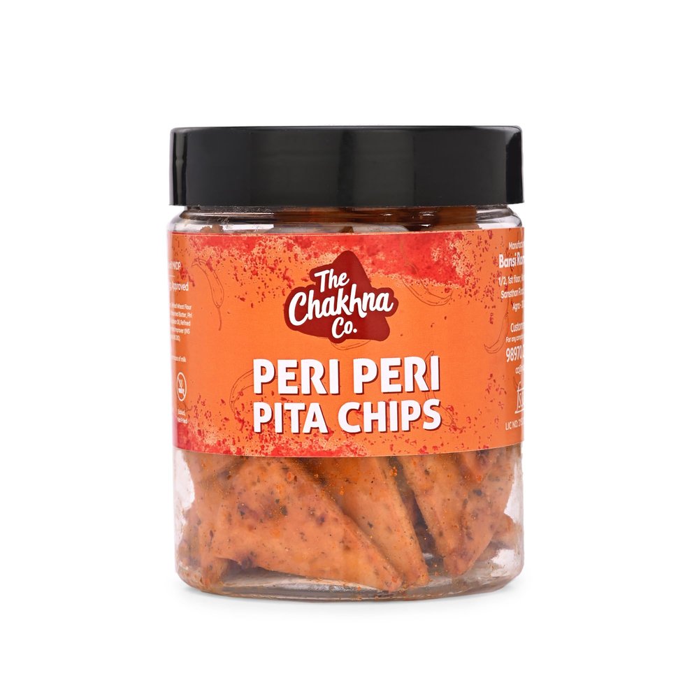 Peri Peri Pita Chips | Premium Spicy Party Snacks | The Chakhna Co. | Crispy Baked Chips | Gourmet Indian Snacks | 90g