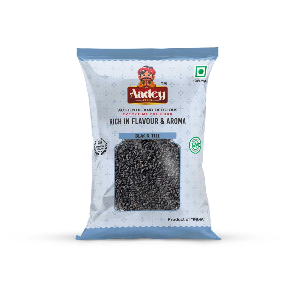Aadey Foods Black Sesame Seeds, Whole Fresh Natural Unhulled Til, Indian Spice (100g)